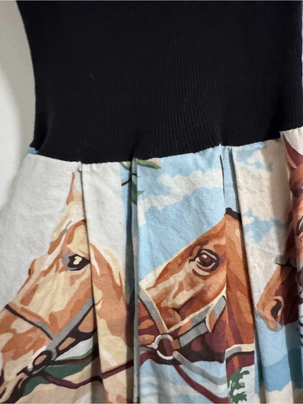 Vintage Reworked Hankie Babies 2T - 3T Girls Maxi Long Equestrian Dress Handmade